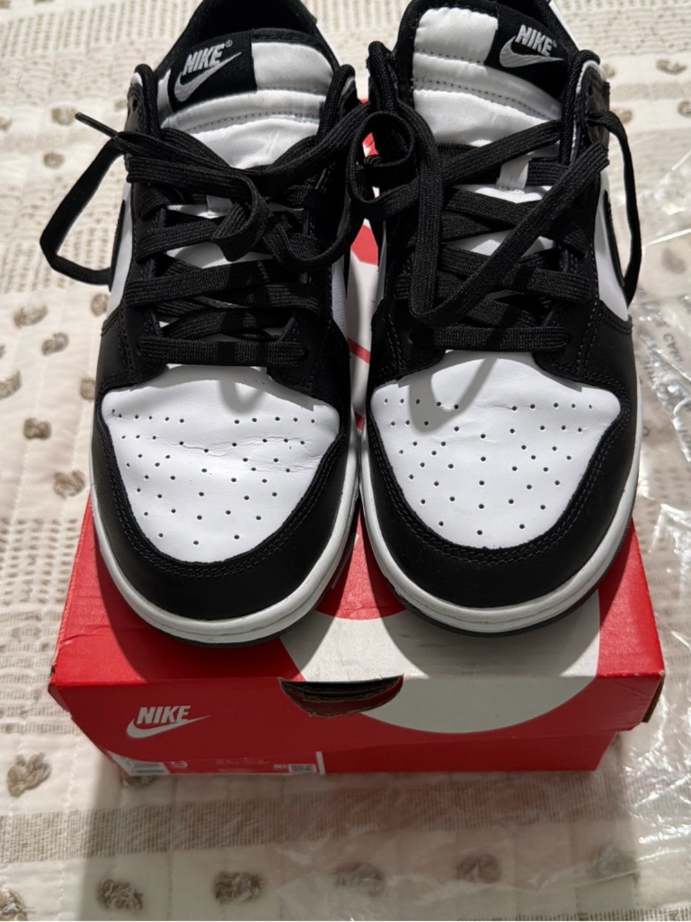 Nike Black and White Low Top Sneakers with Perforated Toe